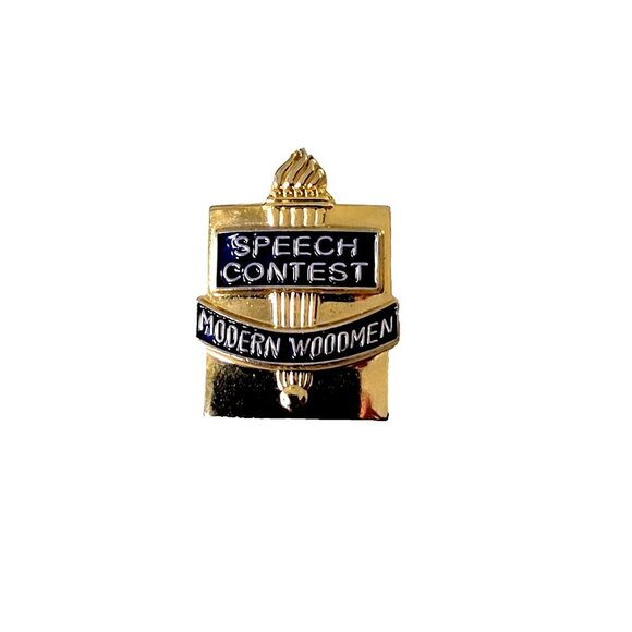 Speech Contest Modern Woodmen Lapel Pin Tie Tack Gold Tone Vintage Collectible - Picture 1 of 2